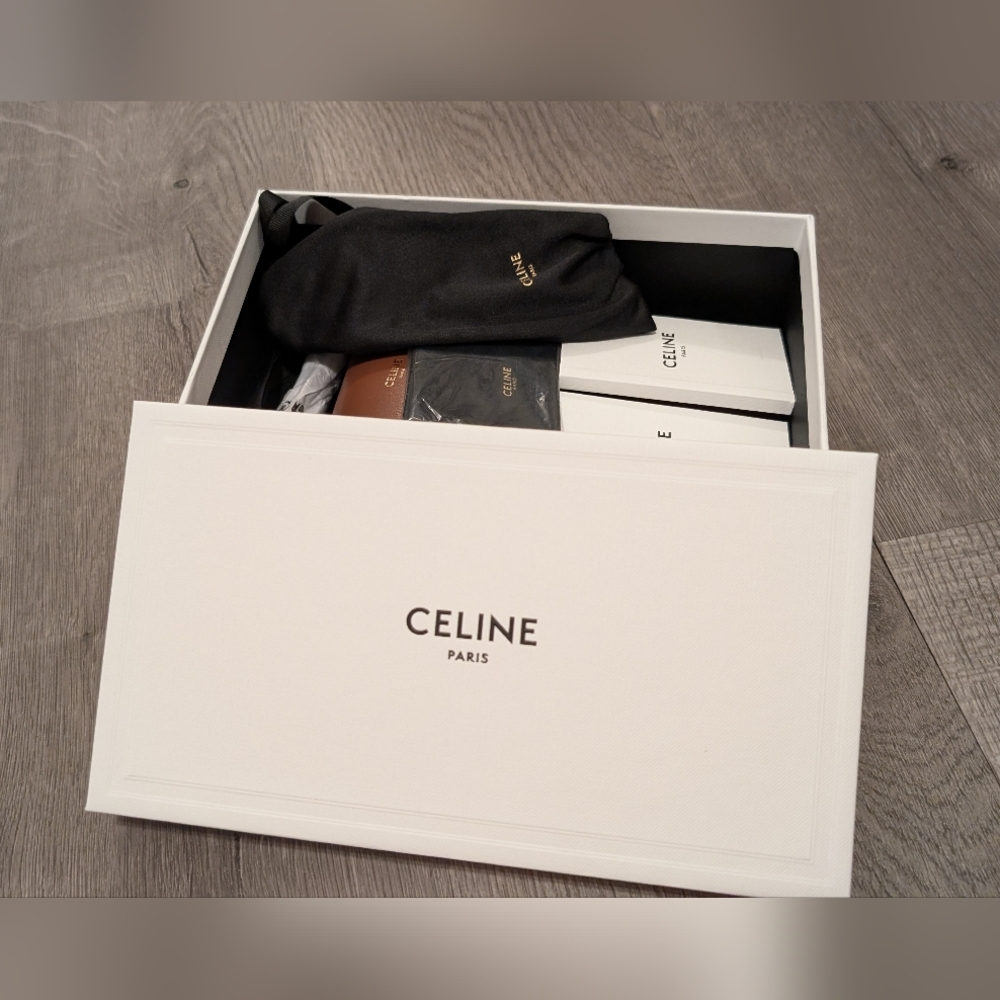 Sunglasses Celine Triomphe metal with gold frame Lenses-Brown - Picture 4 of 4